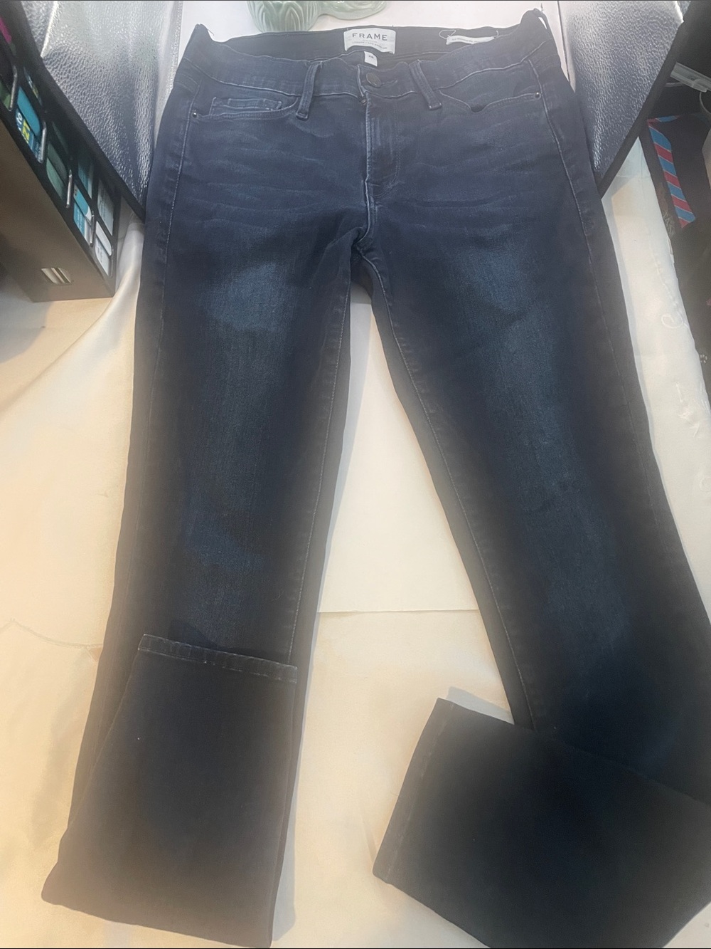 Frame Denim Dark Blue Flare Wide-Leg Jeans 000903